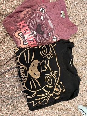 Kenzo Kids Pink & Black Tiger Graphic Sweatshirts. Lot of two.